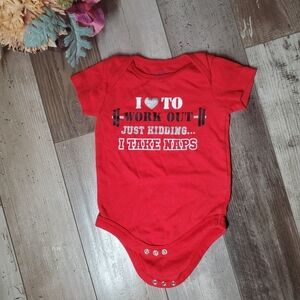 Garanimals Size 12m Red Graphic Short Sleeve Baby Onesie Bodysuit EUC